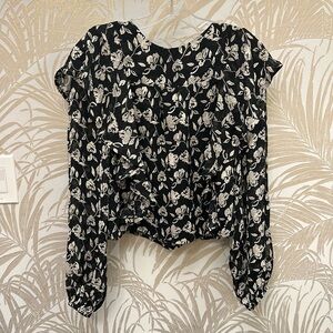 Printed ruffle top en saison black